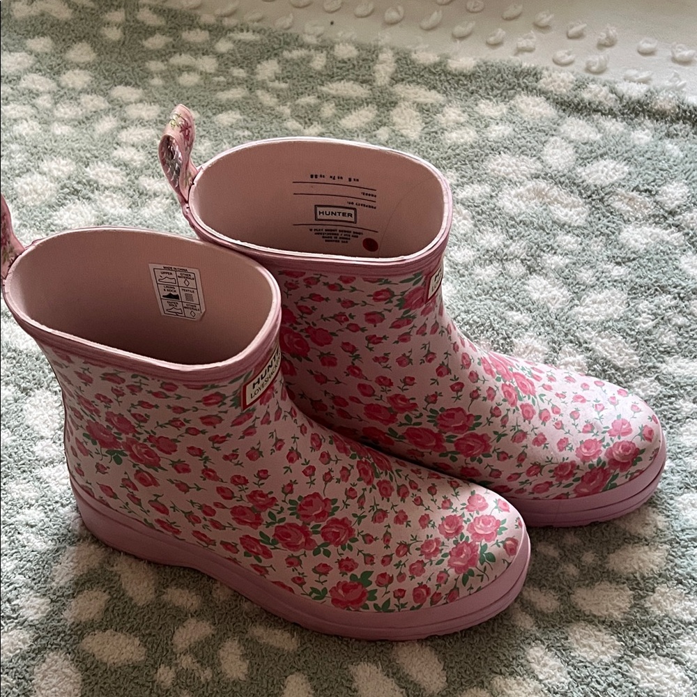 Hunter x Loveshack Fancy Pink Floral Rain Boots